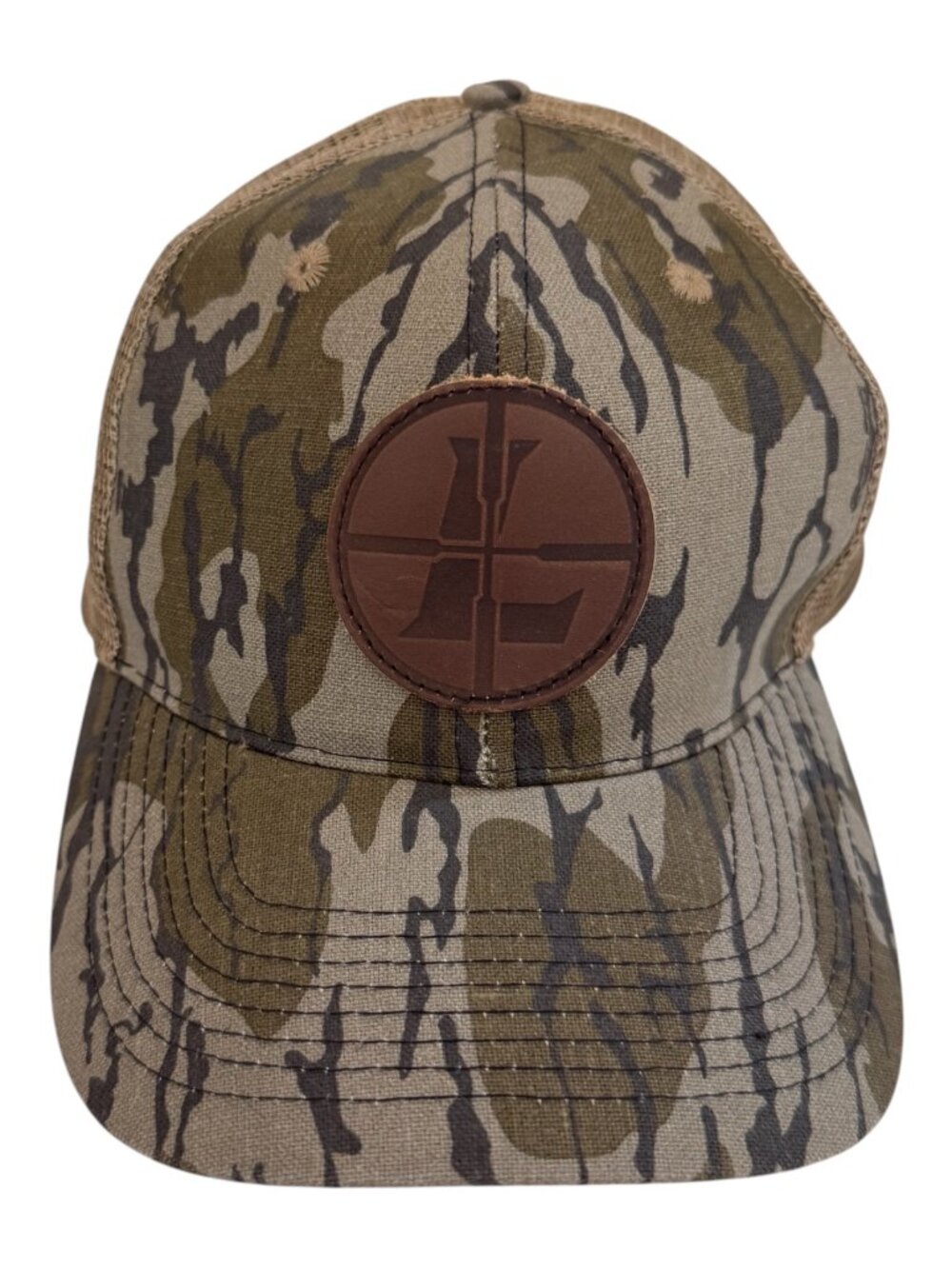Leupold Turkey Trucker Hat | Mossy Oak Camo | Leather Patch | Snapback